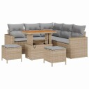vidaXL Hagesofa Set 9 stk. 6-Antall seter Beige og lys grå polyrotting
