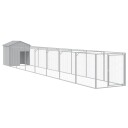 vidaXL Hundehus med tak lysegrå 117x813x123 cm galvanisert stål