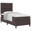  Box Spring Seng med Madrass Dyp Brun Enkelt Stoff