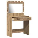 sminkebord med LED lamper kunstnerisk eik 78,5x41x135 cm