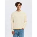 Selected Slhphilip Ls Knit Relaxed Crew Neck - Cream - XL