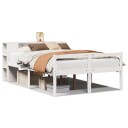  Seng med bokhylle uten madrass hvit 135x190 cm heltre furu 8721158607515