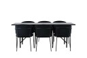 Venture Design Astrid & Selma spisegruppe Svart/svart 6 stoler & bord 200 x 90 cm