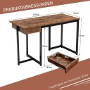 120 cm langt datamaskinbord med skuff og justerbare puter Databord rustikk brun