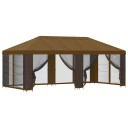  Paviljong med sidevegger 6 x 3 m Gråbrun Polyester og stål 190