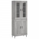  Highboard grå sonoma 69,5x34x180 cm konstruert tre