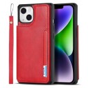 iPhone 14 Plus Magnetic Kickstand Lommebok-deksel Rød