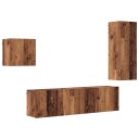  TV skap Veggmontert 4 pcs Gamle tre Konstruert tre