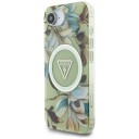 Guess MagSafe iPhone 16e Deksel med Glitterblomster - Grønn