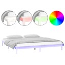 vidaXL Sengeramme med LED hvit 150x200 cm 5FT King Size heltre