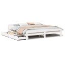 Sengeramme med madrass hvit 200x200 cm heltre furu 8721158384669