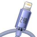 Baseus Crystal Shine 2m USB til Lightning Kabel 2.4A Lilla