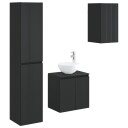 vidaXL Baderomsinnredningssett 3 stk. Svart 33 x 34,5 x 160 cm