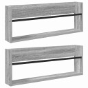 vidaXL Magasinreol 2 pcs Grå Sonoma 80 x 12 x 30 cm Konstruert tre