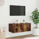 vidaXL Vegghengt TV-benk med LED røkt eik 80x35x31 cm 8721012258730