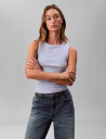Calvin Klein Jeans A   Woven Label 2X2 Cotton Rib T   Blue   XXS