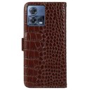 Crocodile Series Motorola Moto S30 Pro Lommebok-deksel i Lær med RFID Brun
