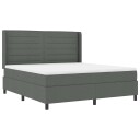  Box Spring Seng med Madrass Mørkegrå 180x200 cm Stoff
