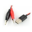 USB A kabel med krokodilleklemmer strømforsyning 80 cm