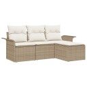  4-delt Hagesofa-sett med puter Beige Polyrotting