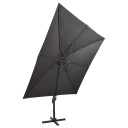 vidaXL Hengeparasoll med stang og LED-lys 300 cm antrasitt