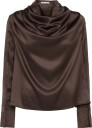 Ahlvar Gallery Miko Satin Blouse   DARK BROWN   XL