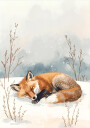 Schlafender Fuchs im Schnee Plakat Plakat / 21x30cm