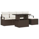  Hagesofa Set med lagring 6 pcs Brun Poly rattan