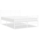vidaXL Sengeramme i metall med hode- og fotgavl hvit 135x190 cm 8721012210660