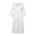 Scarlet Dress Cream L Midi linen dress w/belt