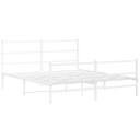 vidaXL Sengeramme i metall med hode- og fotgavl hvit 150x200 cm 8721012303317