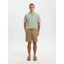 Selected Slmcran Ss Knit Structure Zip Polo Noos   Green   M