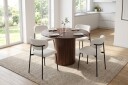 Spisegruppe Bark Kopparbo 110 cm Valnøtt Hvit bouclé/Metallben Svart Rund 4  