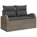  Hagesofa Set med pute med lagring 6 pcs Grå Poly rattan