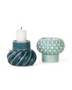 Dottir Samsurium Candlestack Two Petrol & Peacock set of 2 pcs.