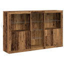  Sideboard med LED lamper Gammelt tre 162x37x100 cm Konstruert tre