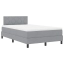  Box Spring Seng med Madrass & LED Lys Grå 120x200 cm Stoff