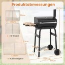 Kullgrill med sammenleggbart sidebord og termostat
