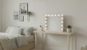 Glow sminkespeil på fot 50 cm med LED belysning/lamper Hollywood speil   Hvit