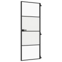 vidaXL Innerdør slank svart 76x201,5 cm herdet glass og aluminium