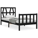 vidaXL Sengeramme med hodegavl svart 2FT6 small single heltre