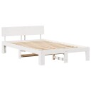  Sengestel med Hodegjerde Hvit 140x190 cm Solid Furu