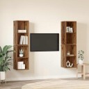  Vegghylle for TV Veggmontert 4 pcs Gammel tre 37 x 37 x 72 cm