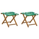 vidaXL Hage Stol 2 pcs Solid Eucalyptus Tre Bladmønster
