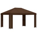 vidaXL Paviljong 4 × 3 m Brun Polyester og stål 190 gsm
