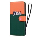 INCOVER Samsung Galaxy S24 Ultra Flip Deksel med Stropp / Ståfunksjon / Kortholder - Oransje / Grønn (katter)