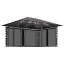 vidaXL Paviljong med myggnett og LED-lysslynge 4x3x2,73 m antrasitt