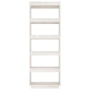 vidaXL Bokhylle/romdeler hvit 60x35x167 cm heltre furu