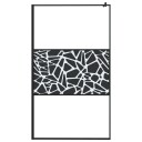 Dusjvegg med hylle svart 115x195 cm ESG-glass og aluminium