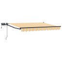vidaXL Manuell markise med solcelle LED 3,5 x 2,5 m Gul og hvitstripet